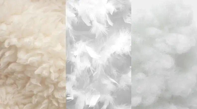 wool, down and synthetic fibers for duvet comparison