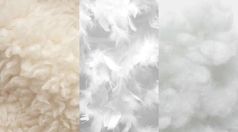wool, down and synthetic fibers for duvet comparison