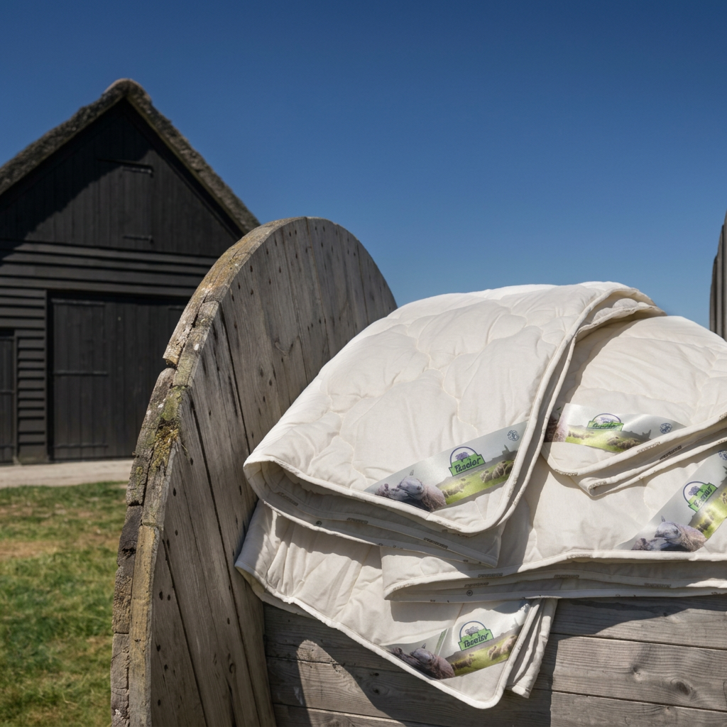 4 texeler duvets stacked on top of each other in an outside setting