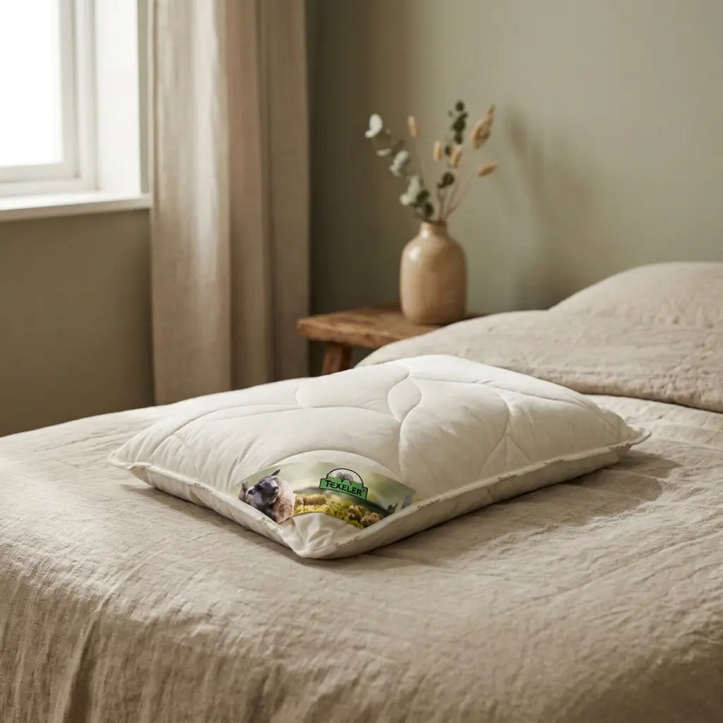 Texeler bedding product integrated into the bedroom with soft daylight and warm natural tones